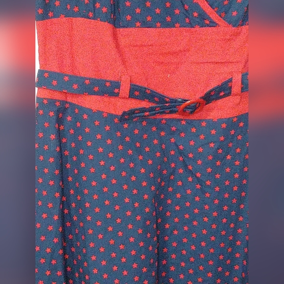 Vintage Inspired Navy and Red Stars Dress - Picture 3 of 4